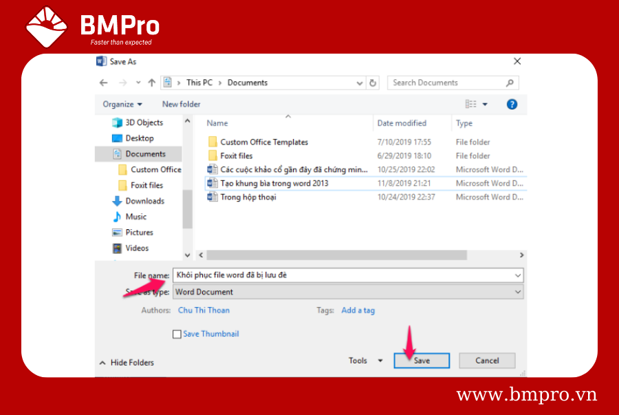 Khôi phục file word bị ghi đè