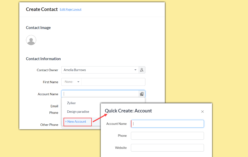 Zoho CRM contacts