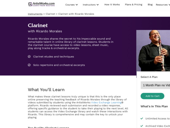 Clarinet lessions with Ricardo Morales on artistworks.com