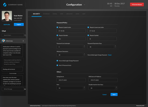 A screenshot of the configuration management feature in IIOT