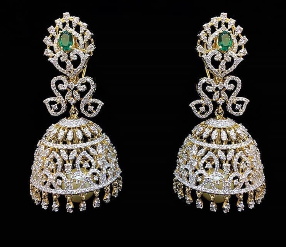 Unique Diamond Jhumkas by Amarsons