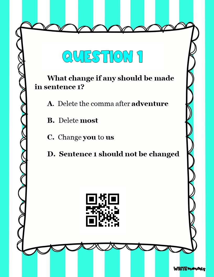 Sample of a 4th grade STAAR editing question
