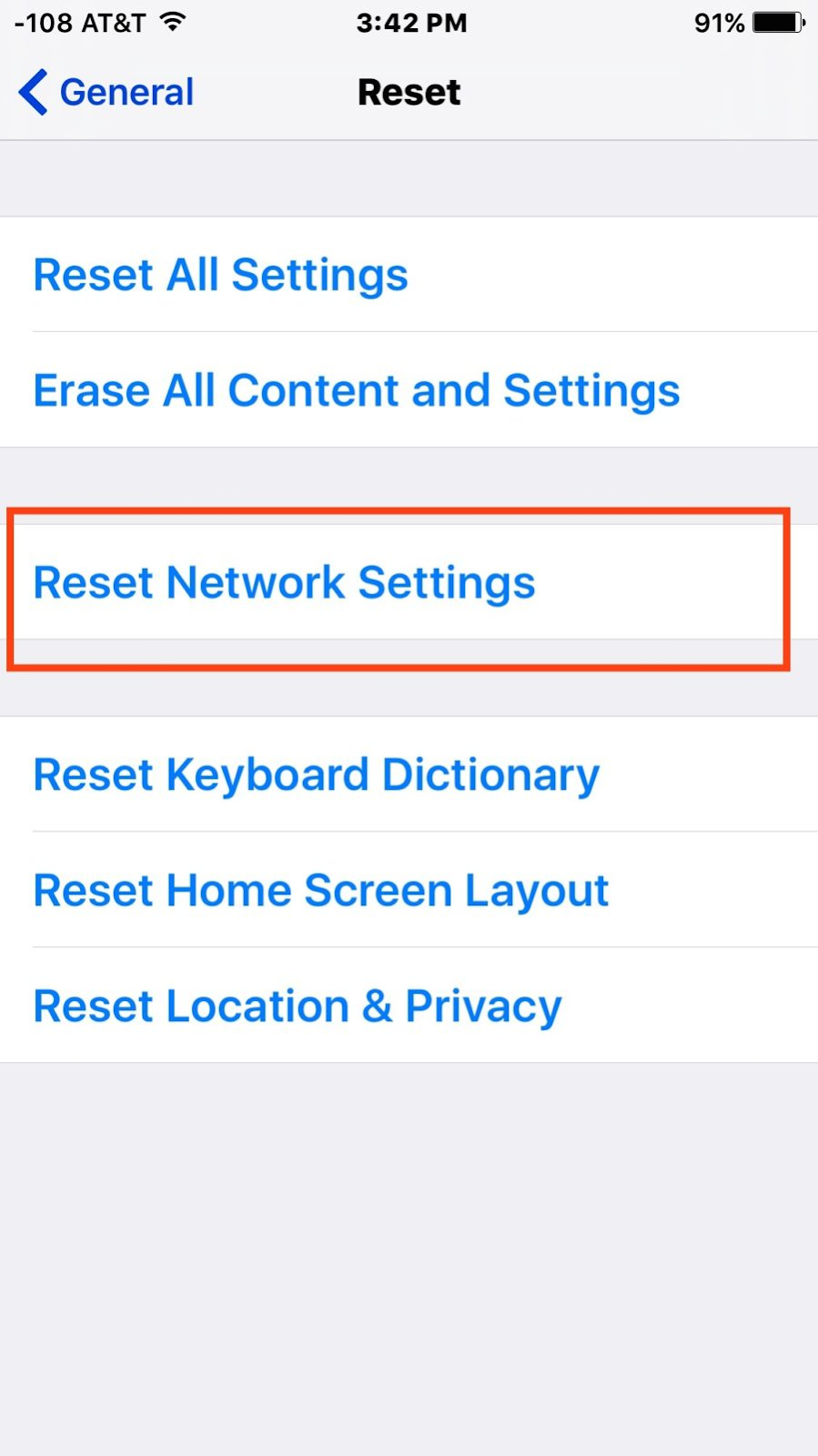 Resetting Your Network Settings