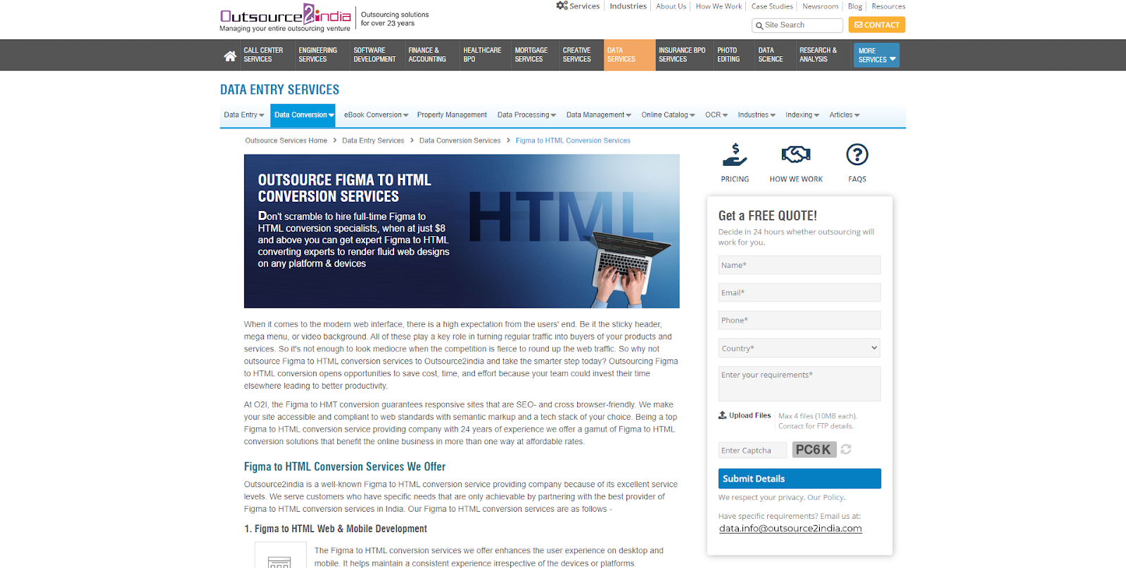Figma to html conversion Company