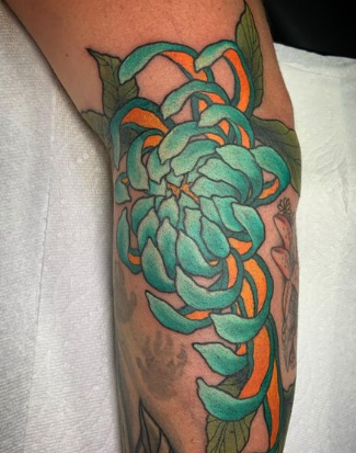 Blue Chrysanthemum Tattoo