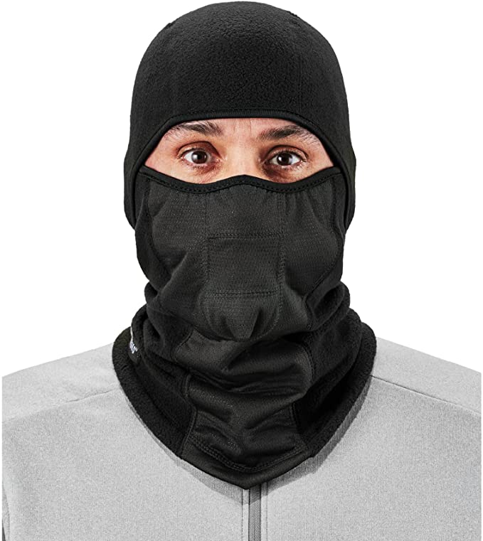 Ergodyne N-Ferno 6823 Balaclava Ski Mask, Wind-Resistant Face Mask, Hinged Design, Each, Black