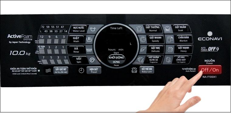 Khởi động và vận hành máy giặt panasonic thông qua bảng điều khiển