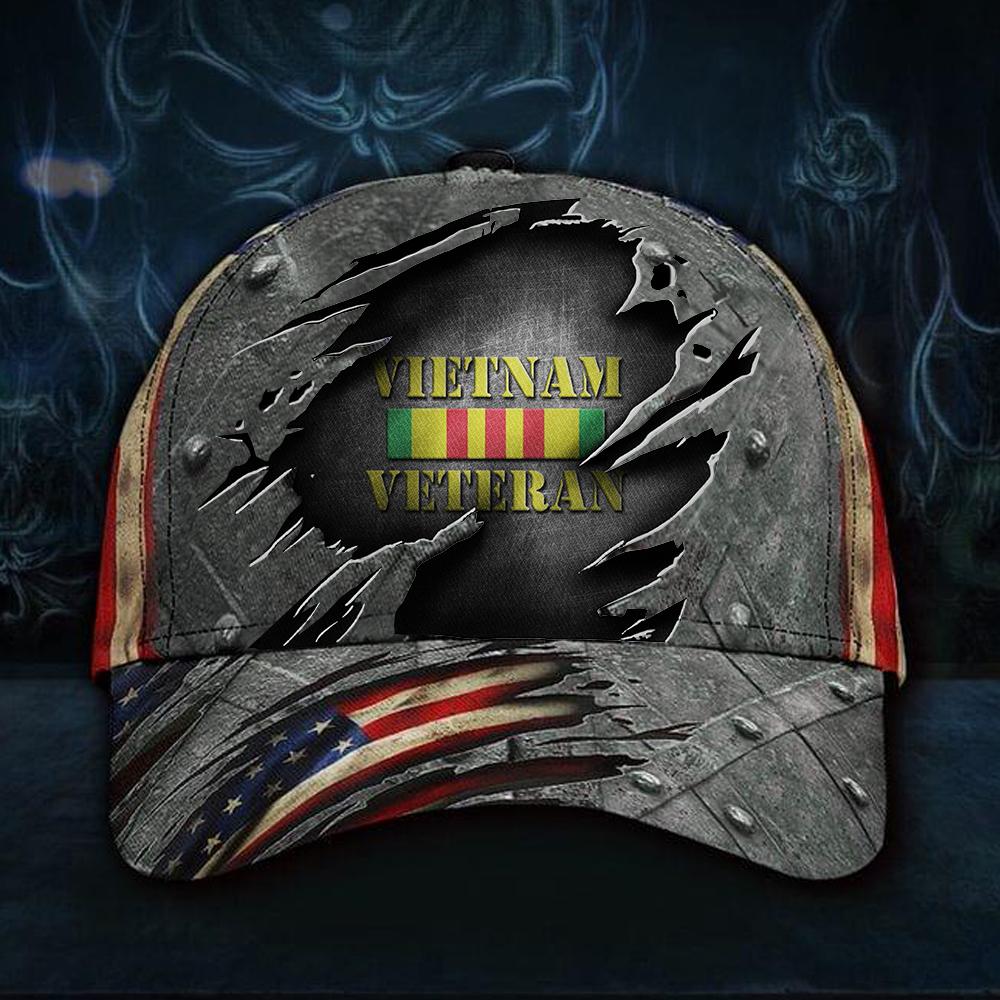 Vietnam Veteran 3D Hat Honoring Military Vet Vintage Cap 2