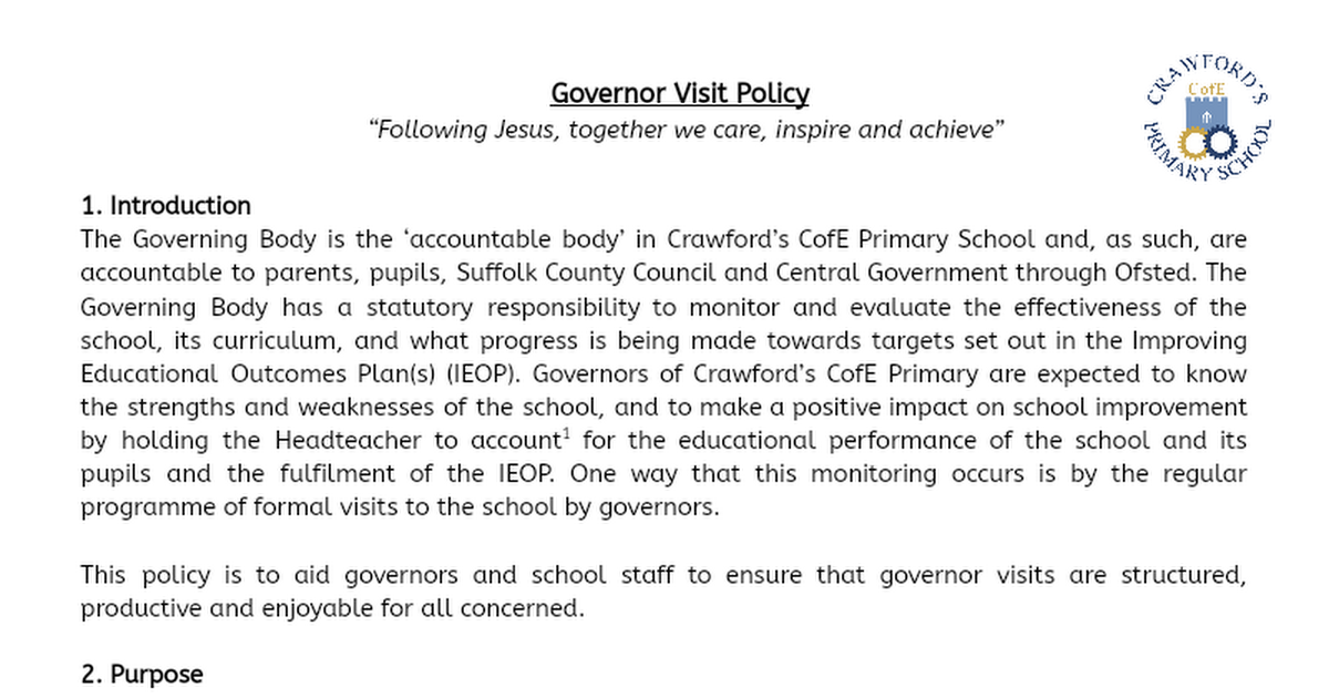 Governor Visit Policy
