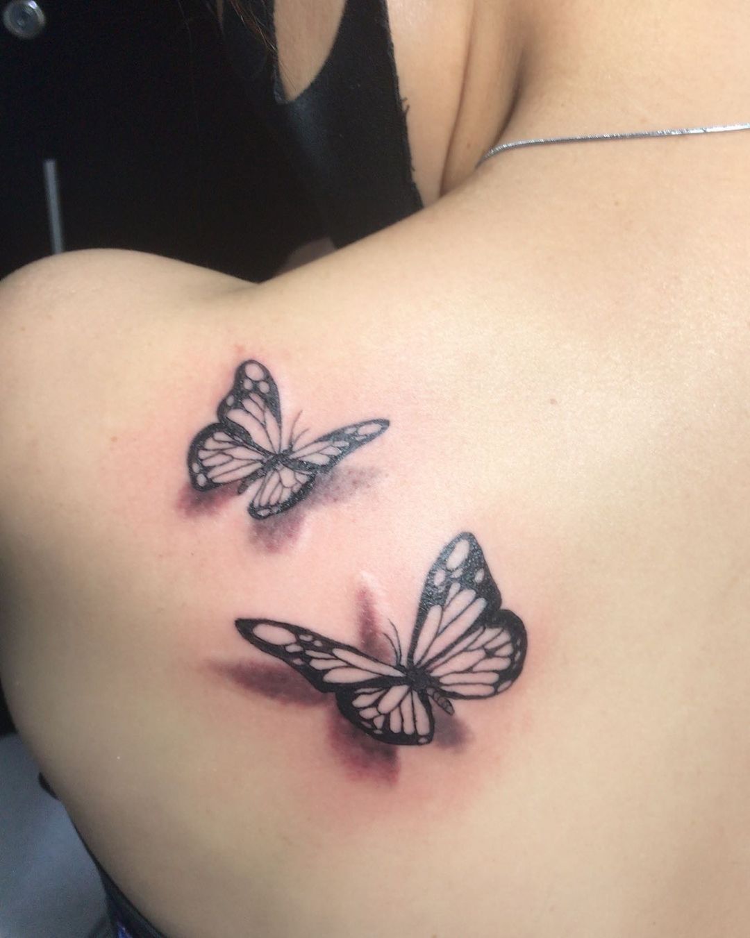 Realistic Red And Black Color Butterfly Design
