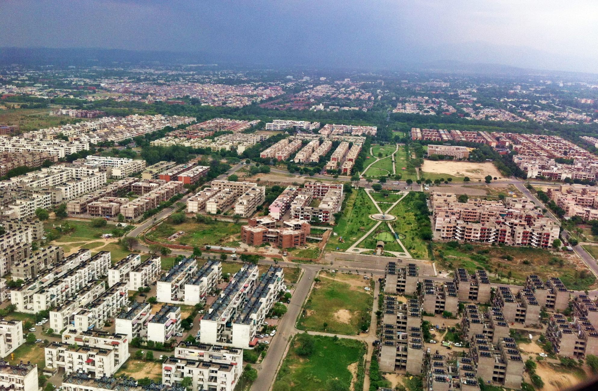 Aerial view of Chandigarh city