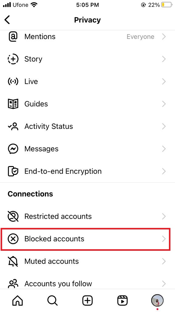 blocked accounts