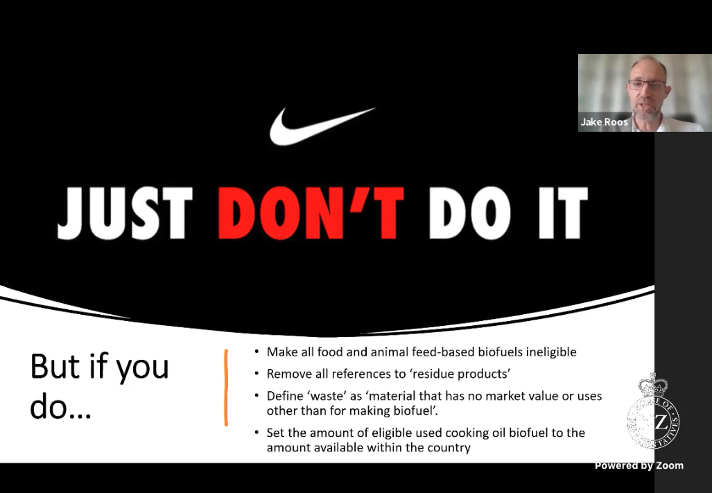 The Nike logo and updated slogan says: Just don't do it. Jake's face is in a small zoom screen top right. Text underneath has four requirements in case they do do it. 