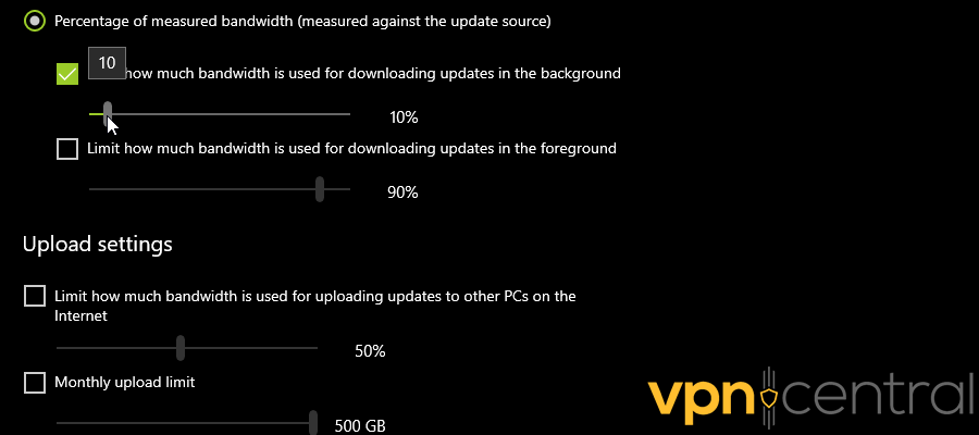 limit update download bandwidth