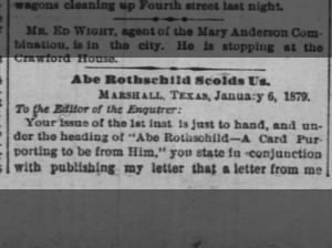 Letter to the Enquirer from Abe Rothschild - 1