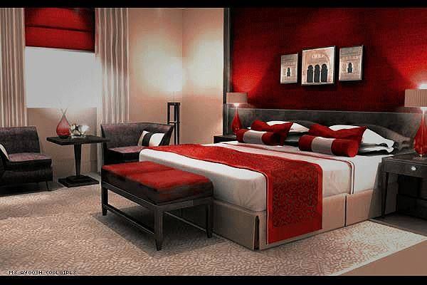 red colored bed rooms