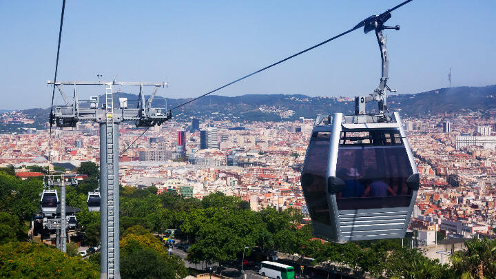 Panoramic view over Barcelona from the Montjuïc cable car
