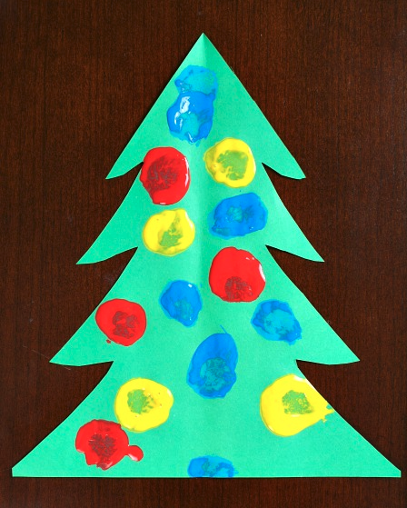 Pom pom Christmas tree painting