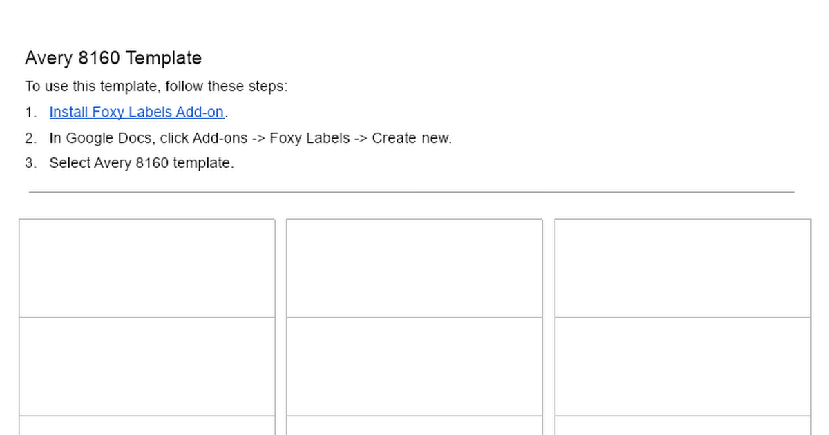 Template compatible with avery 8160 made by foxylabels google docs