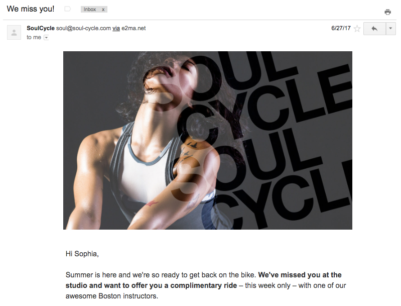reduce customer churn, SoulCycle example