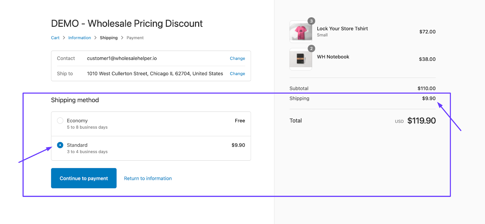 Shipping cost section in the checkout - wholesale ecommerce platforms