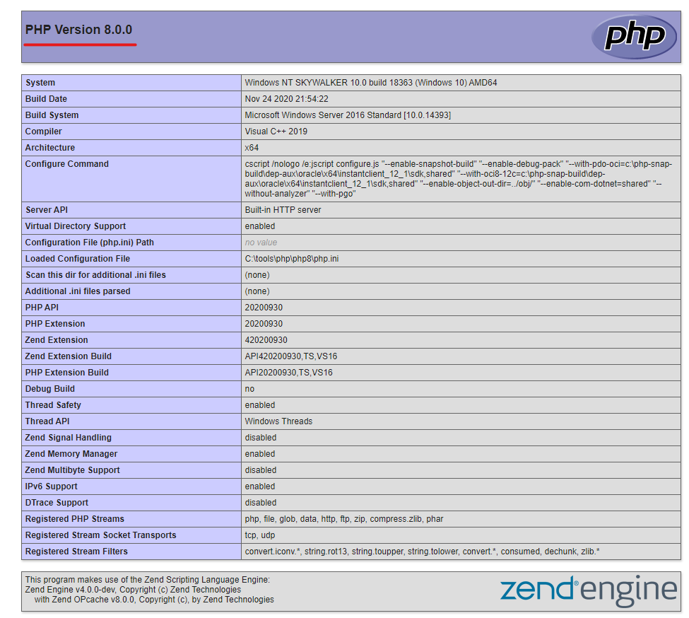 Resultado do PHP 8 no navegador