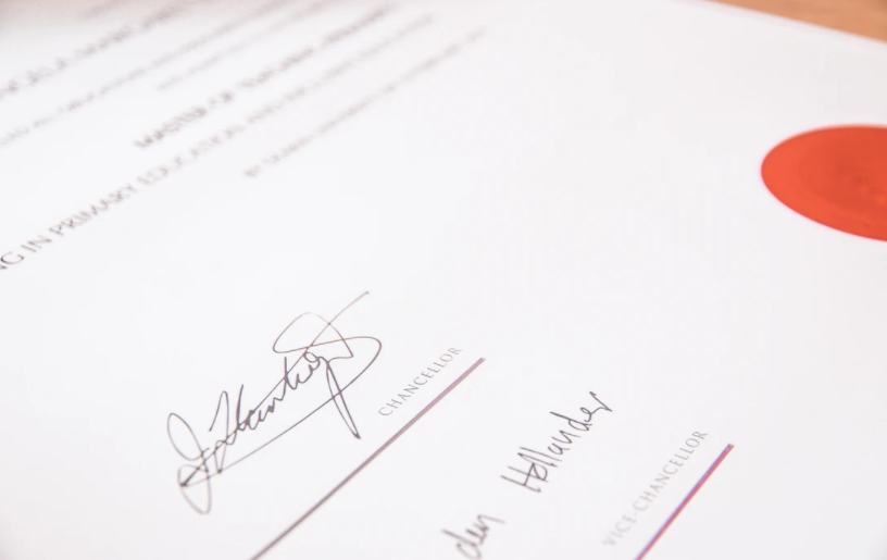 signature on a white paper