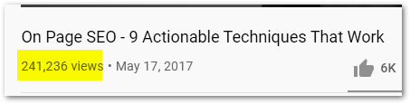 on page seo youtube video views 