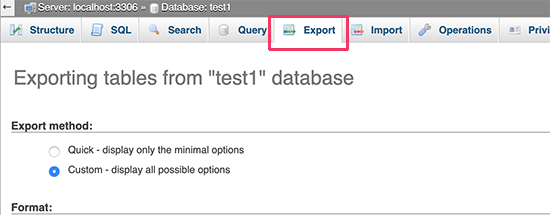 Exportar banco de dados WordPress