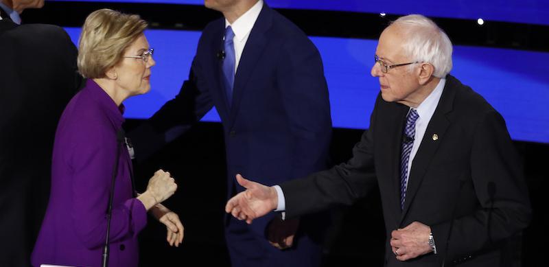 Risultato immagini per bernie sanders against warren