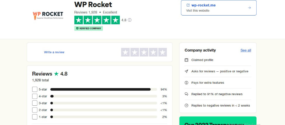 WP Rocket User Reviews Trustpilot Reviews No 1
