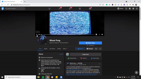 GIF of Ghost Frog's Facebook Profile