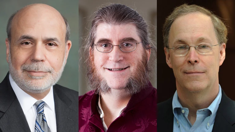 Ben Bernanke, Philip Dybvig y Douglas Diamond (de izquierda a derecha en la foto)