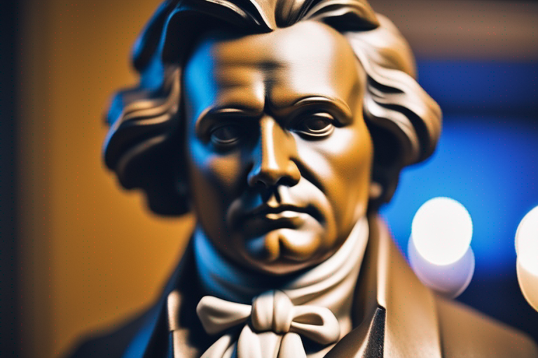 Image of a portrait or a statue of one of the famous classical composers (e.g. Beethoven