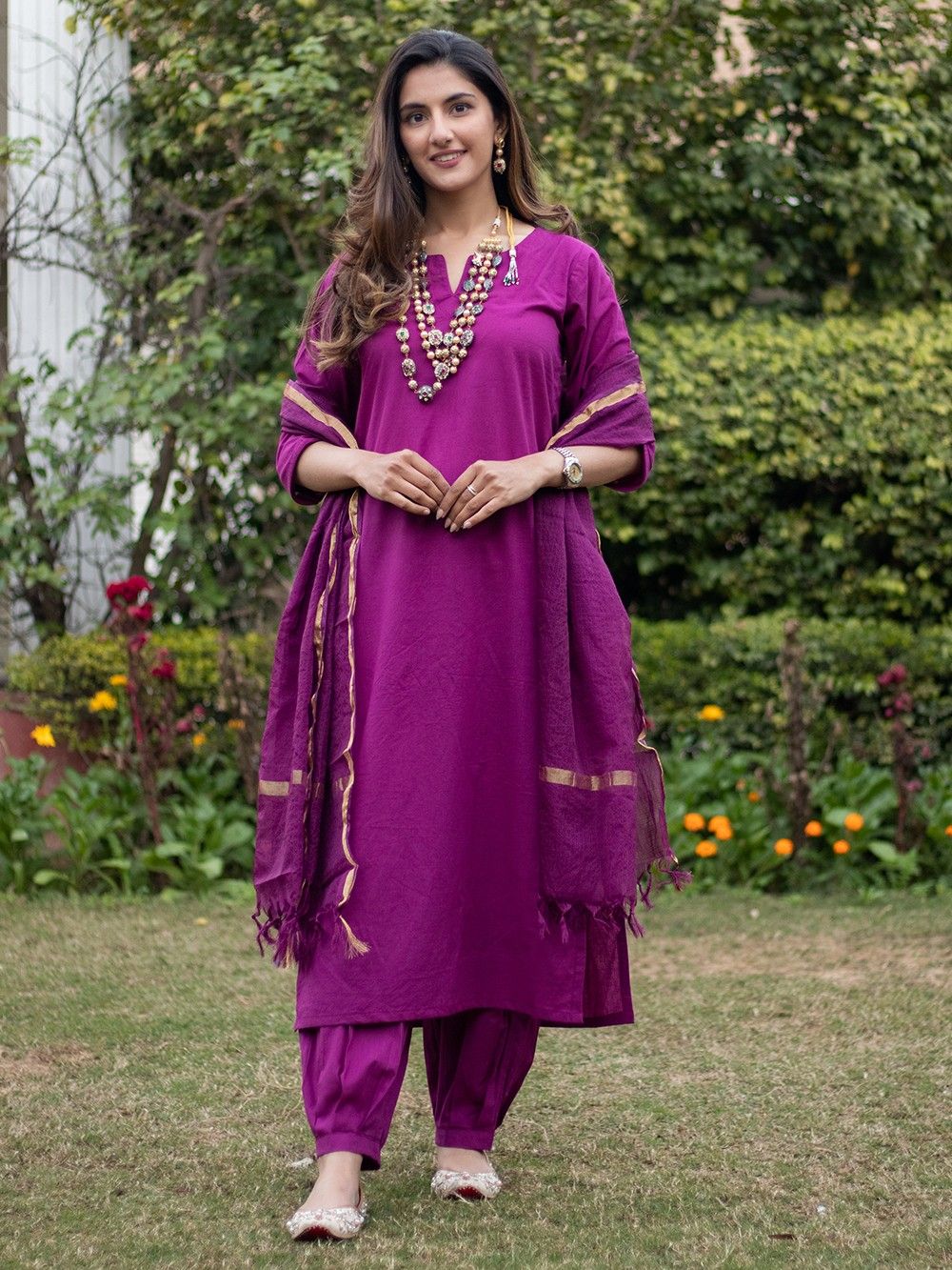 the loom - Wine Cotton Kurta