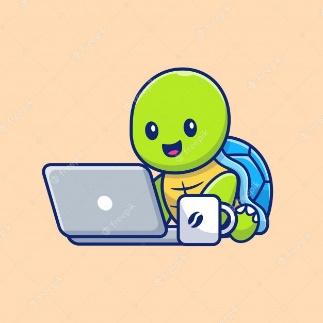 Trabajo lindo de la tortuga en la ilustración del ordenador portátil.  personaje de dibujos animados de la mascota de tortuga. animal aislado |  Vector Premium