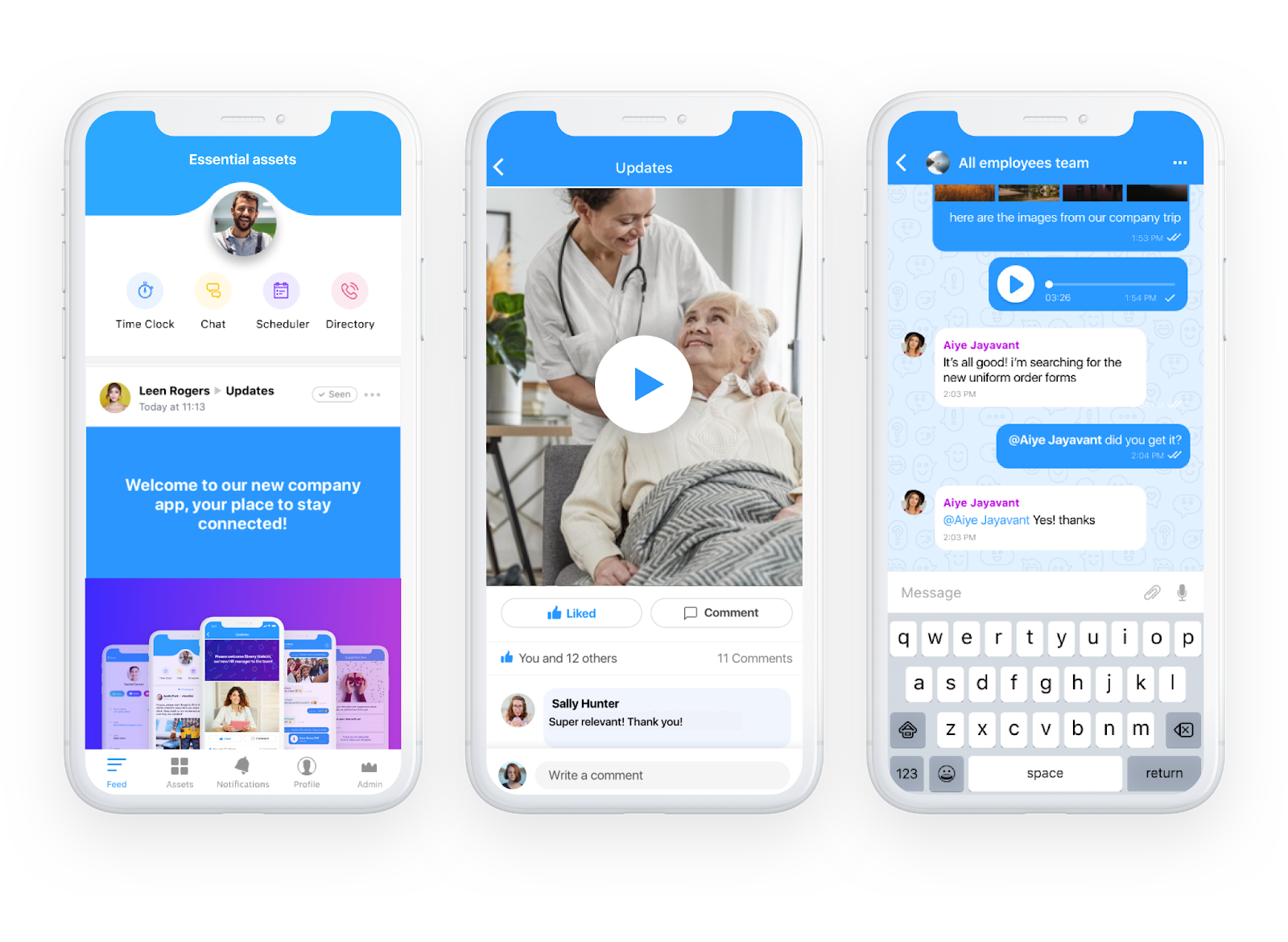 connecteam home nursing care app user interface