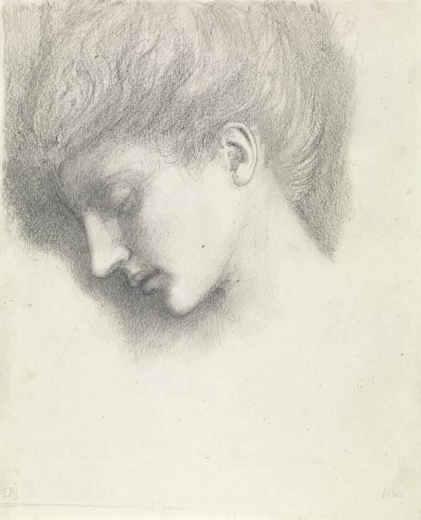 'Study of a Sleeping Woman's Head, possibly for 'The Rose Bower' in the  'Briar Rose' Series', Sir Edward Coley Burne-Jones, Bt, c.1871–3 | Tate