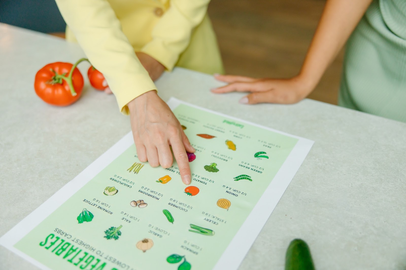 nutritionist with a chart on vegetables