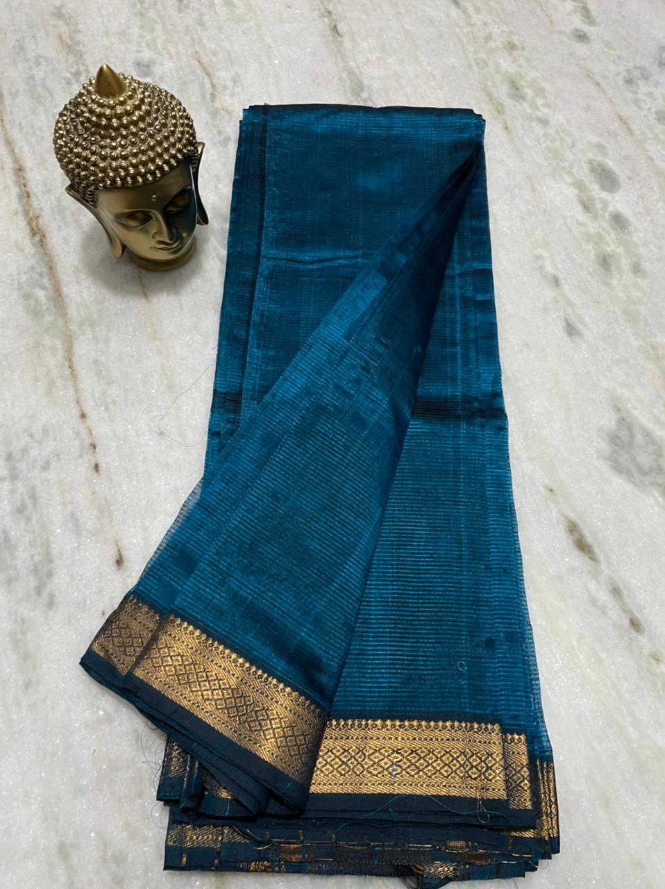 Mangalagiri Pure Pattu By Cotton K Jari Border Plain Pattu Sarees