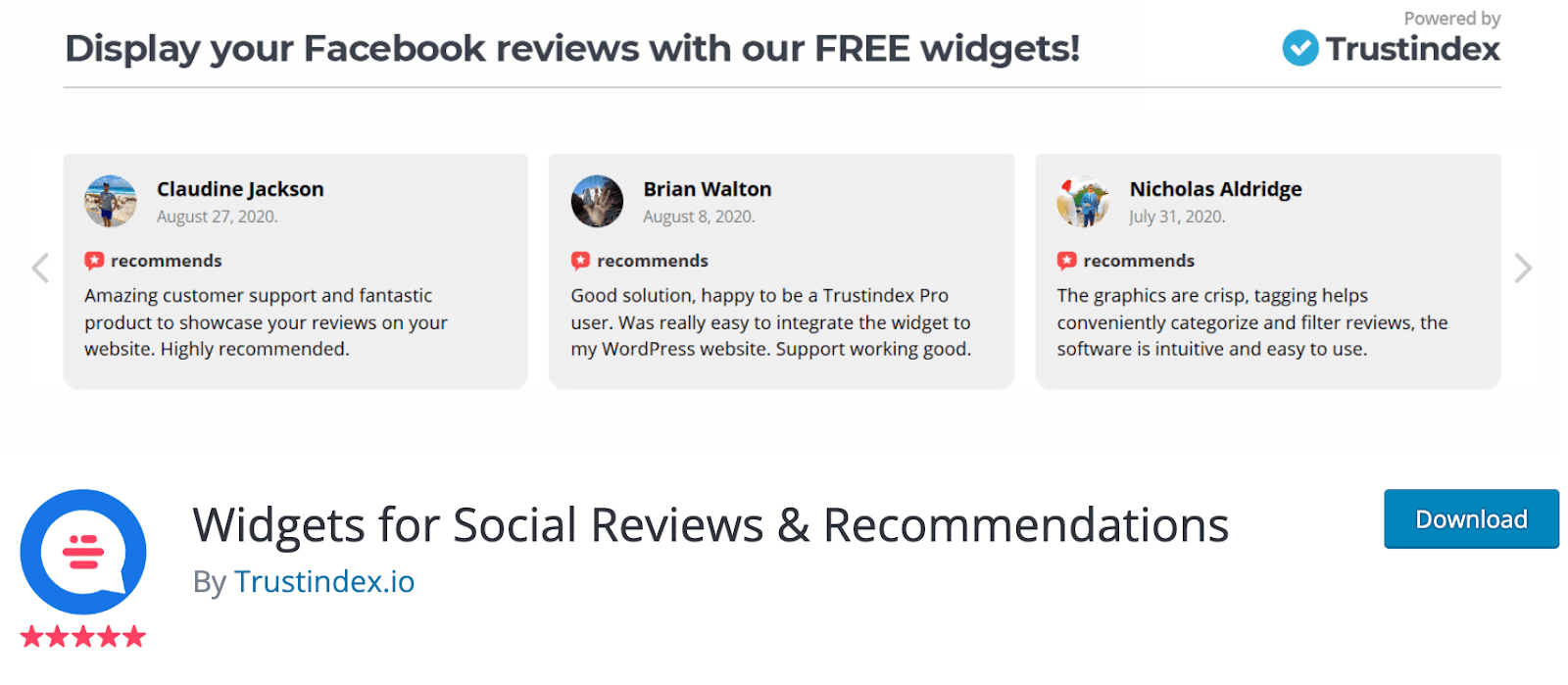 Widgets for social reviews plugin