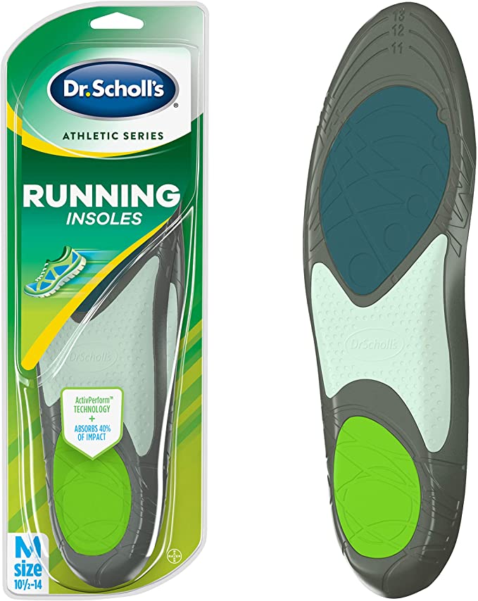 Dr. Scholl’s Running Insoles // Reduce Shock and Prevent Common Running Injuries: Runner's Knee, Plantar Fasciitis and Shin Splints for Men's 10.5-14
