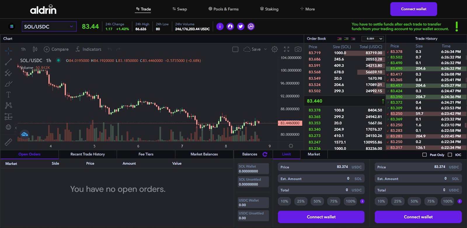 aldrin step 1 trade tab