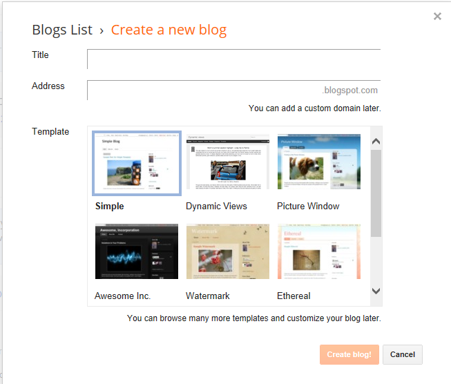 Create new blog