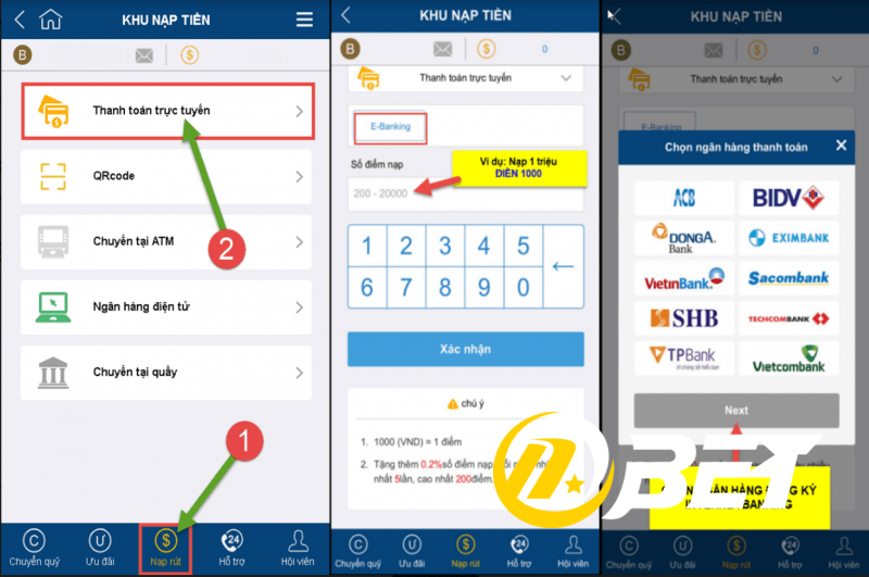 Hướng dẫn nạp tiền cụ thể Onbet cho anh em mới