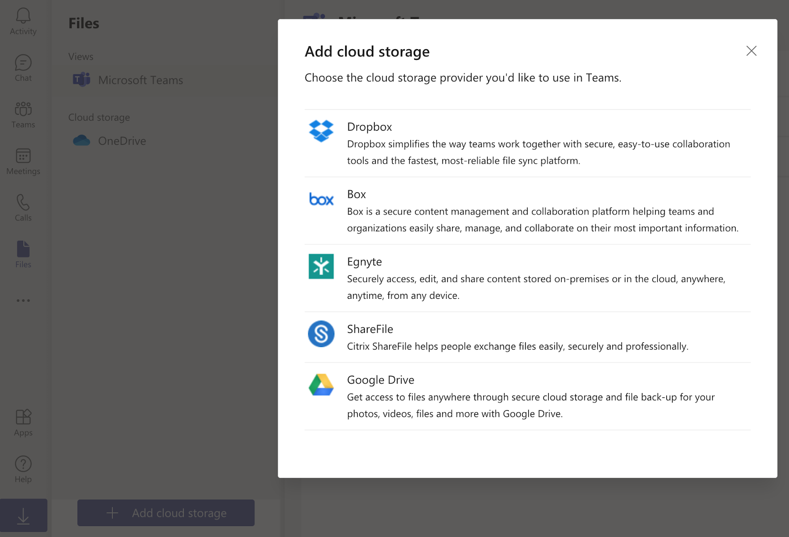 Adding cloud storage to Microsoft Teams