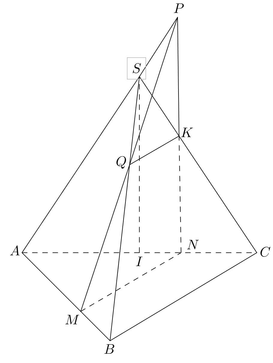 <p> (Sở Thái Nguyên 2022) Cho hình chóp (S.ABC) có đáy (ABC) là tam giác vuông tại (B), (AB = 6sqrt 3 ,widehat {CAB} = 30^circ ). Đỉnh (S) cách đều ba điểm (A,B,C) và cạnh bên (SB) tạo với mặt phẳng (left( {ABC} right)) một góc (45^circ ). Hai điểm (M,Q) lần lượt thuộc các đoạn (AB) và (SB) sao cho (AM = 2MB,QB = 2QS). Mặt phẳng (left( alpha right)) chứa (M,Q) và song song với đường thẳng (BC) chia khối chóp (S.ABC) thành hai khối đa diện có thể tích lần lượt là ({V_1},{V_2}left( {{V_1} < {V_2}} right)). Giá trị của ({V_2}) là</p> 1
