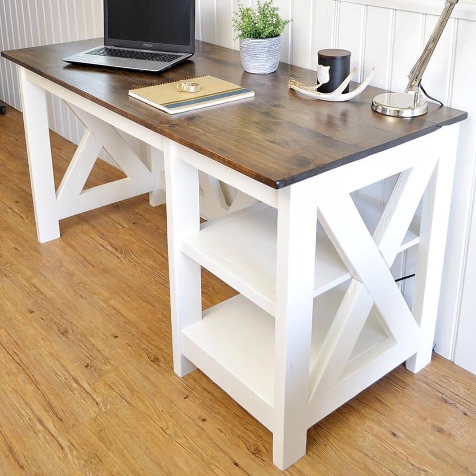 DIY Farmhouse Office Desk Plan 