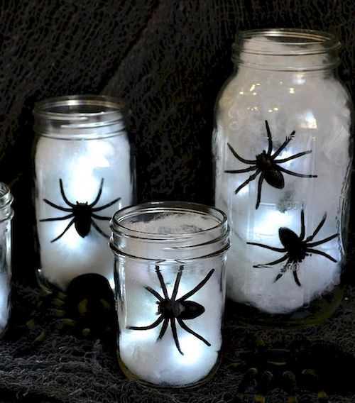 Halloween spider cob web jars diy halloween decoration outdoor