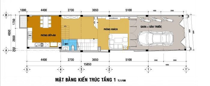 3 mẫu thiết kế nhà 5x15m có thang máy